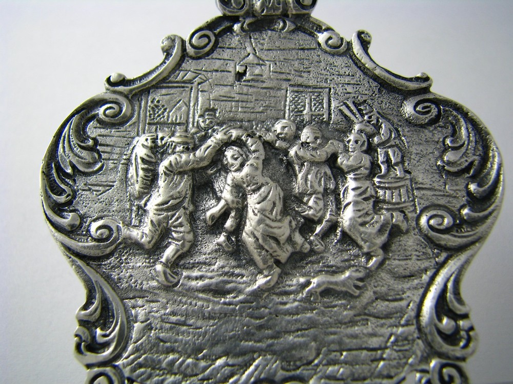 DUTCH SILVER PIE SERVER PASTRY CAKE SERVER STRAINER Holland Netherlands ca1900s