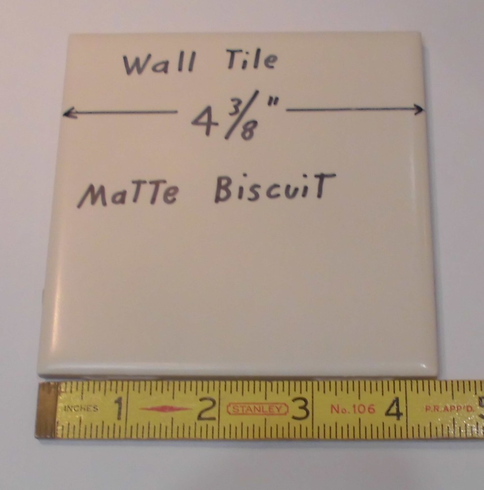 1 pc. Matte Ceramic Wall Tile *Biscuit Color* 4-3/8" X 1/4" thick, off-white,