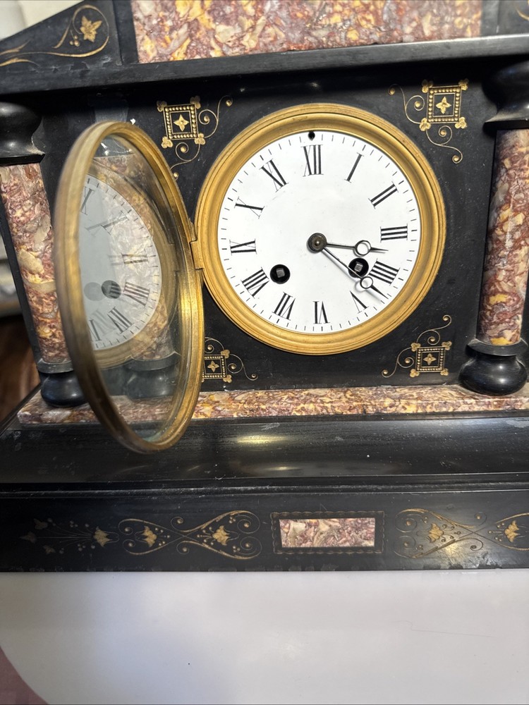 HUGE ANTIQUE FRENCH CLASSICAL MARBLE MANTLE CLOCK