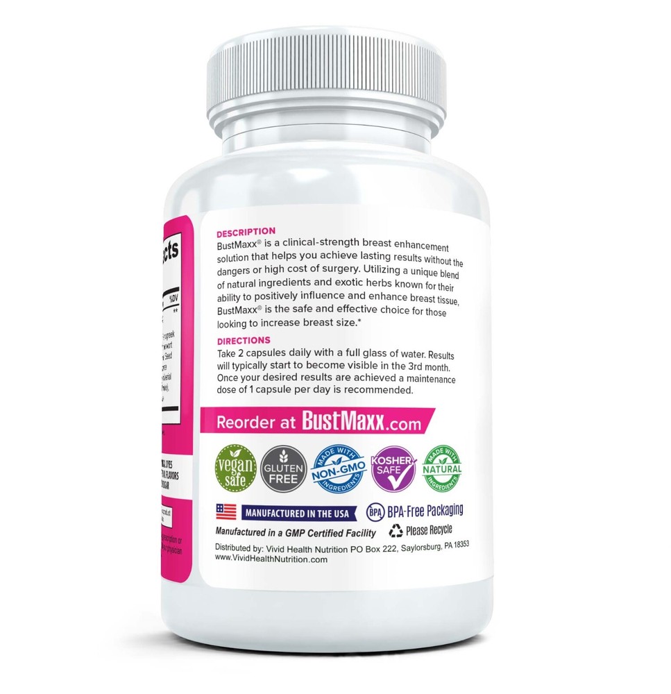 BUSTMAXX Clinical Strength Breast Augmentation Supplement, 60 Veggie Caps