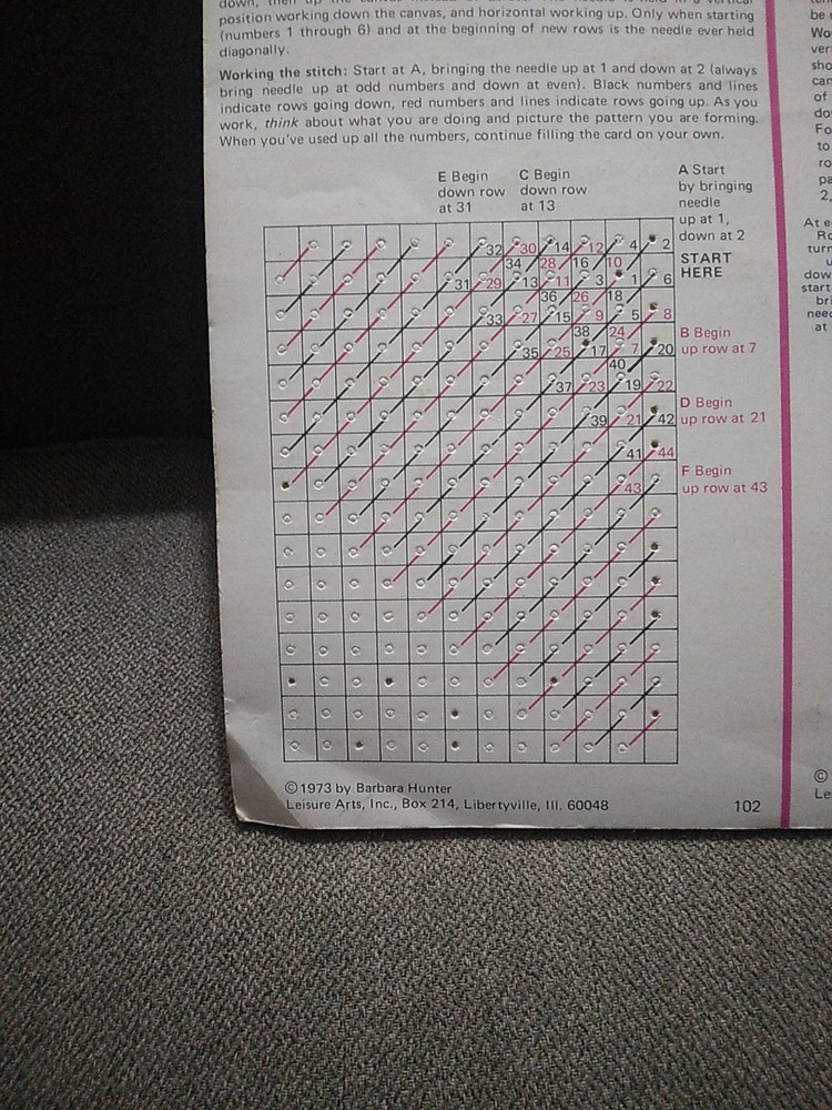 Vintage NEEDLEPOINT BASICS Pattern Booklet Stained Glass Pillow Pattern 1973