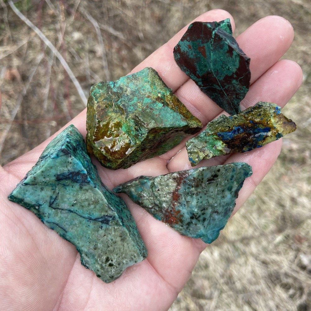 5 Pc Chrysocolla Azurite Rough Raw Stones