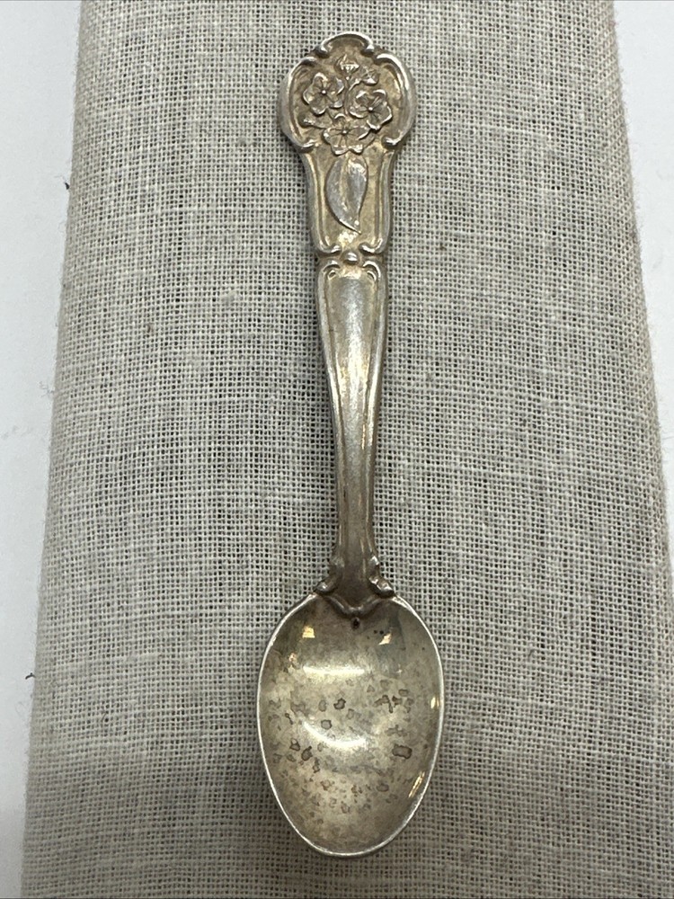 Franklin Mint Sterling Silver State Flower Salt Spoon-Pennsylvania