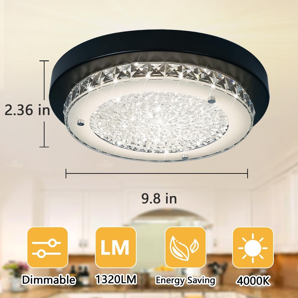 Flush Mount Ceiling Light Fixture 11 Inch Black LED Dimmable Ceiling Lights K...
