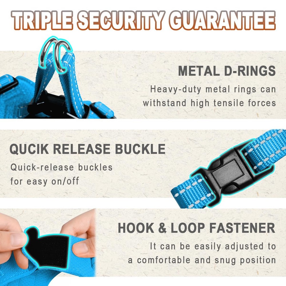 Dog Harness, Reflective Adjustable Puppy No Pull Harness, Breathable Soft, Bl...