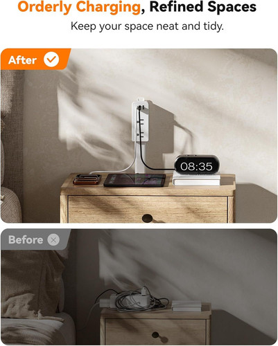 Blueera Electrical Outlet Extender Stick Features USB-C, 2 USB-A, 2AC 2 Pack