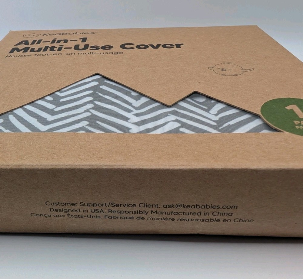 KeaBabies All-In-1 Multi-Use Cover: Gray/White, Herringbone Pattern