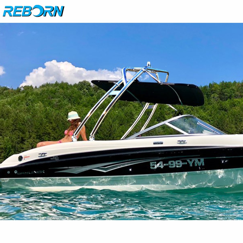 Reborn Launch Forward-facing Boat Wakeboard Tower polished | Fast Install & Fold