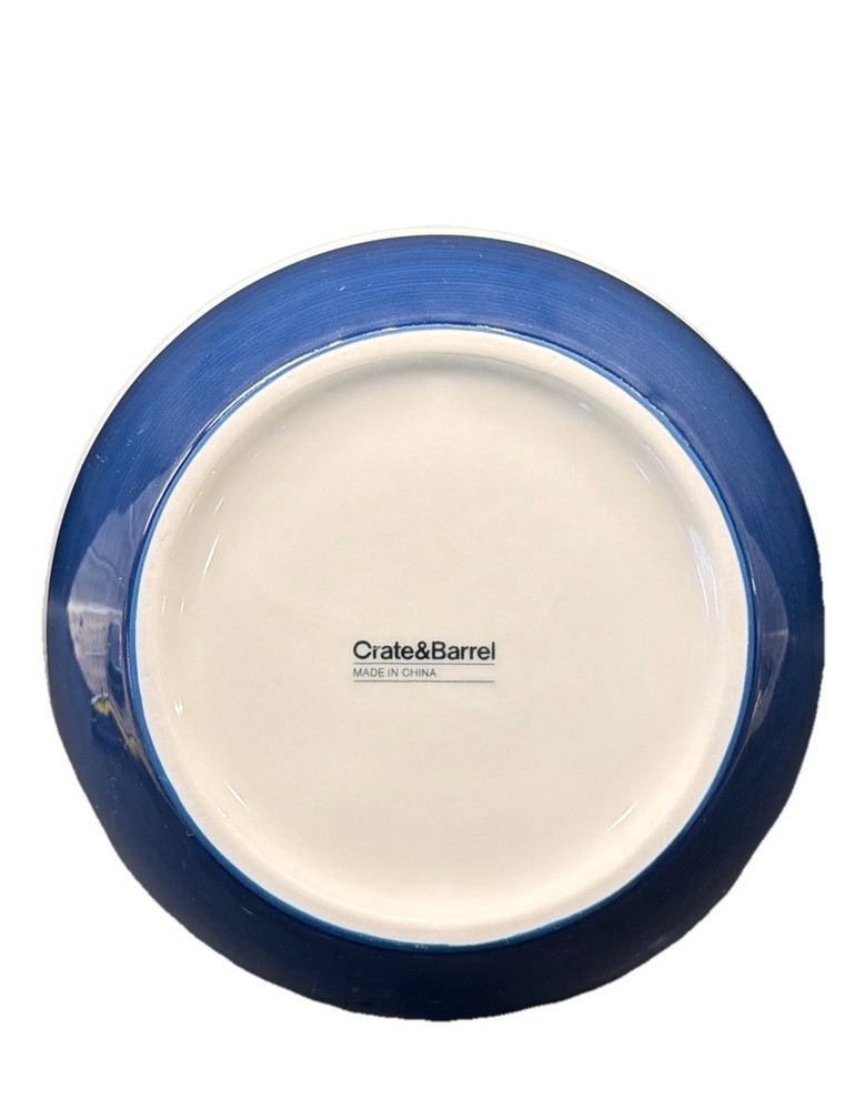 Crate & Barrel Ceramic Nesting Mixing Bowl Blue 8 1/8”