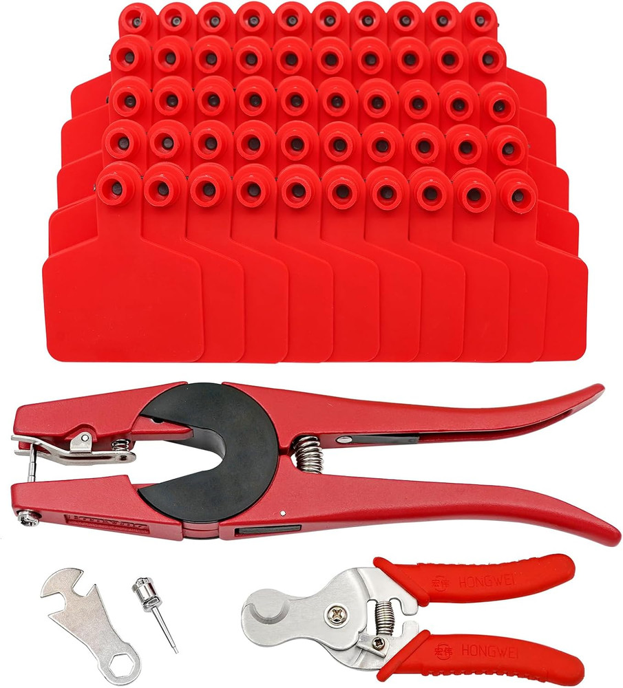 Cattle Ear Tags - Blank 100 Sets Livestock Identification Tags with Applicator a