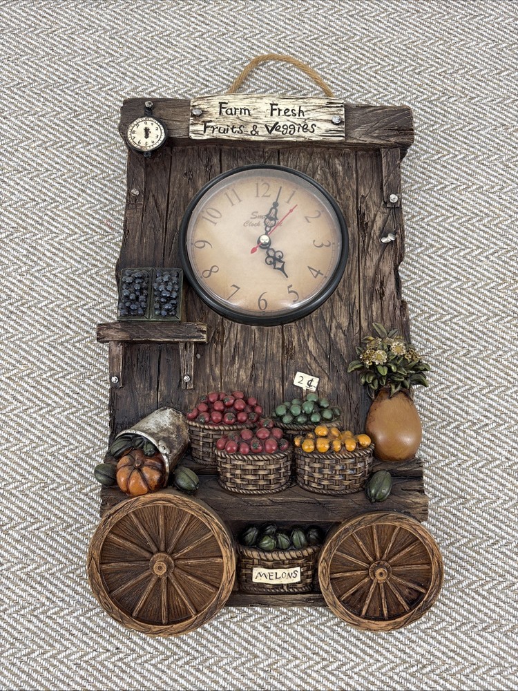 Vintage Fruit Stand Wall Clock Fruit 80s  Working
