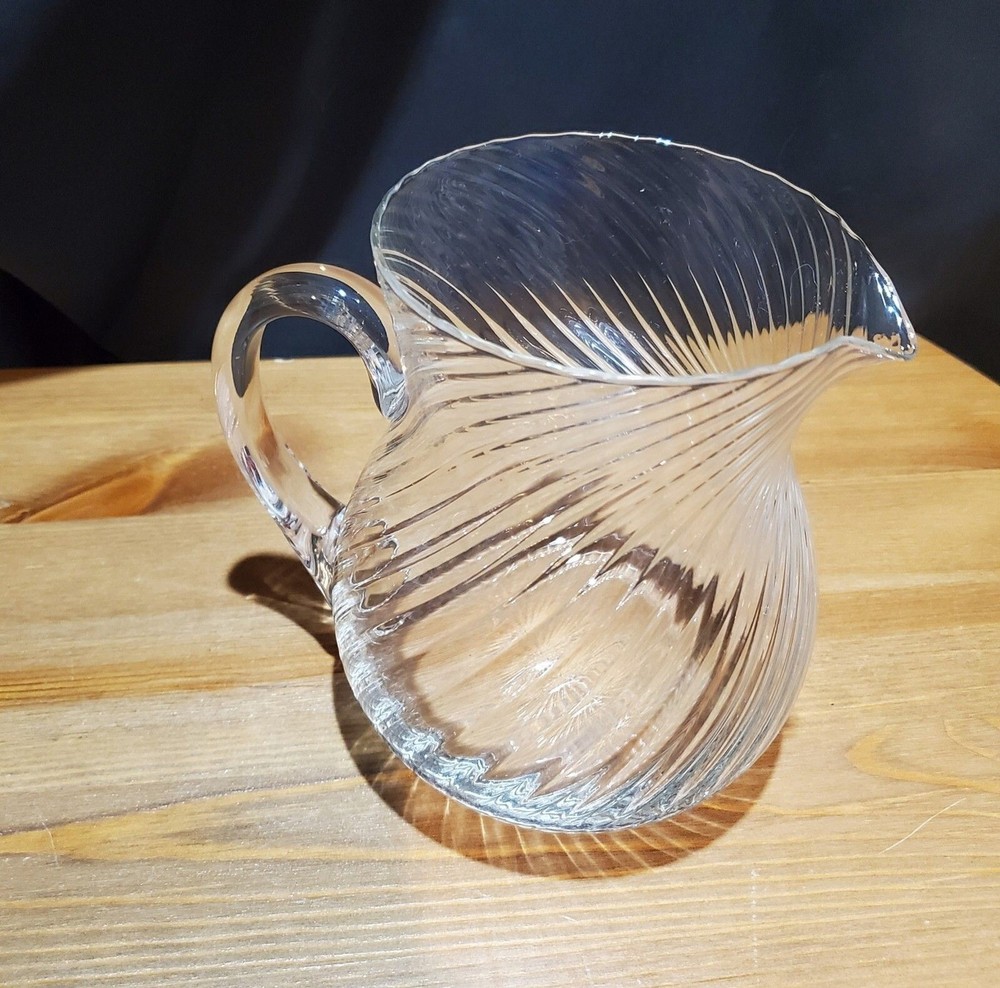 Blown Glass Pitcher Swirl Pattern, 6"