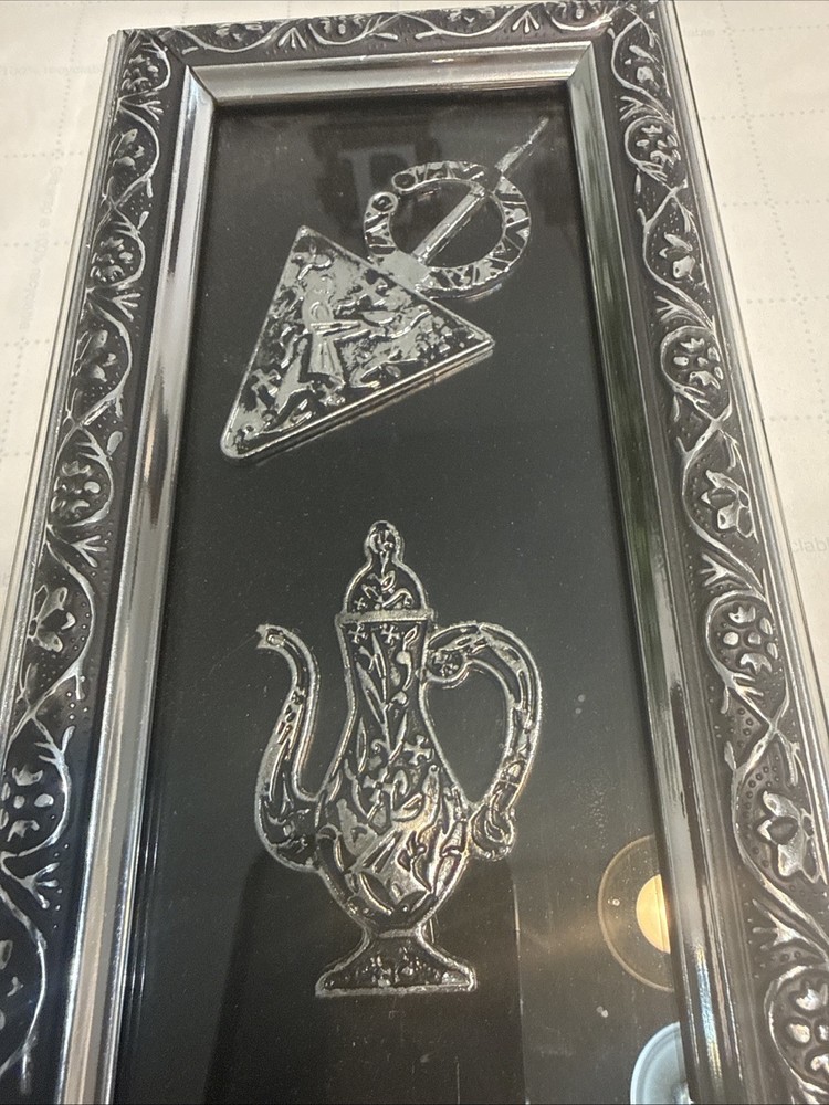 Middle Eastern Islamic Style Framed Metal Wall Decor Embossed Art Panel
