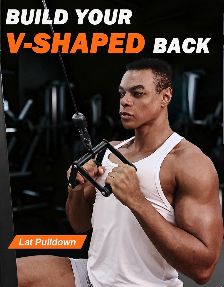 Double D Row Handle Cable Attachments for T Bar Rows, LAT Pulldowns, Home Gym