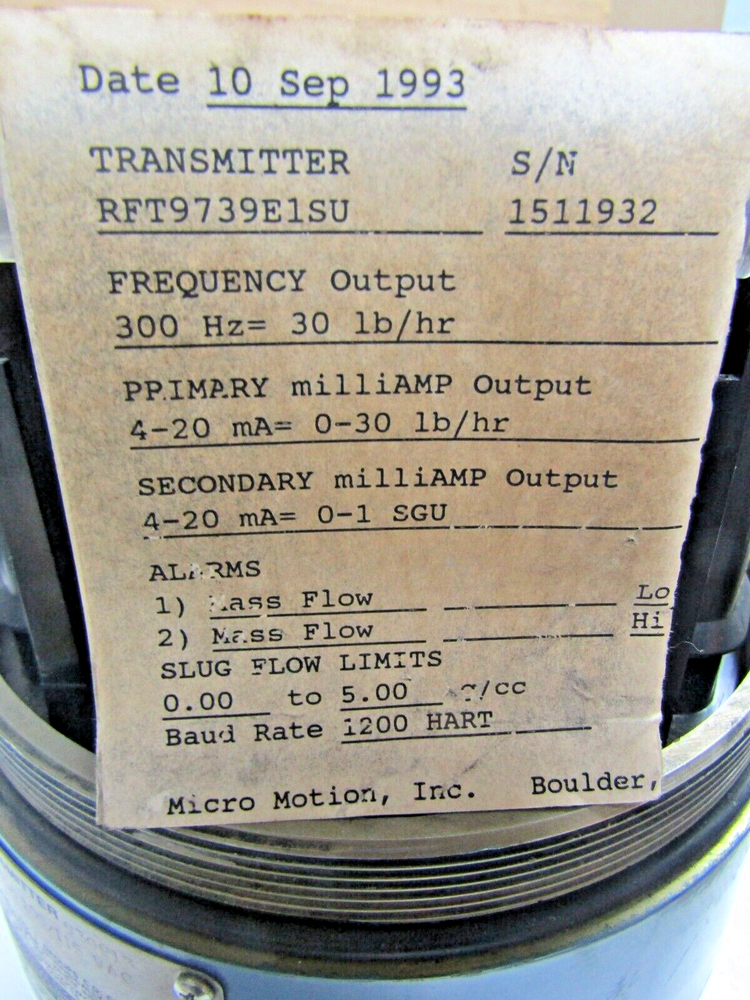 🔥 MICRO MOTION REMOTE FLOW TRANSMITTER RFT9739 E1SU NO COVER