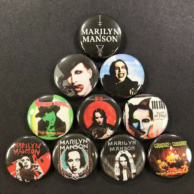 Marilyn Manson 1" Button Pin Set Goth Dark Rock