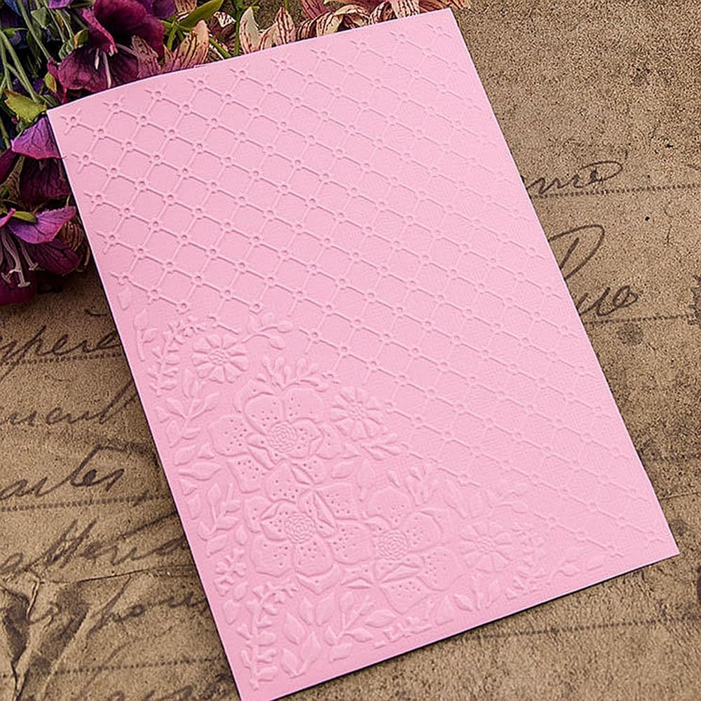 3D Plastic Embossing Folder Template Grid Rose Texture 5X7 Inch for Card Making