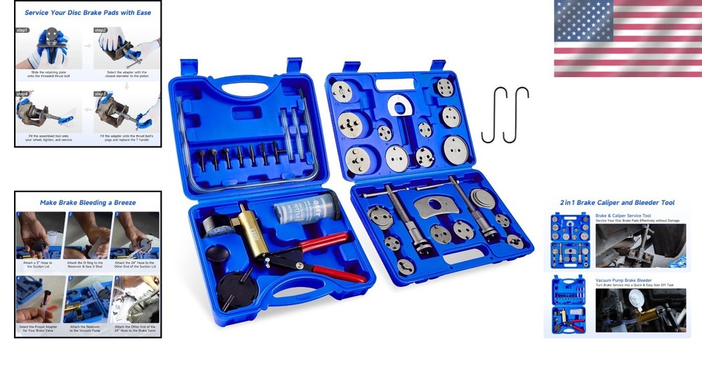Durable 2-in-1 Brake Maintenance Tool with Compression & Vacuum Pump Features