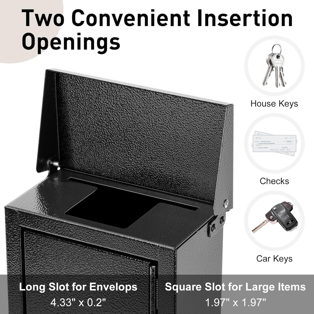 xydled Wall-Mounted Key Drop Box with Combination Lock, Lock