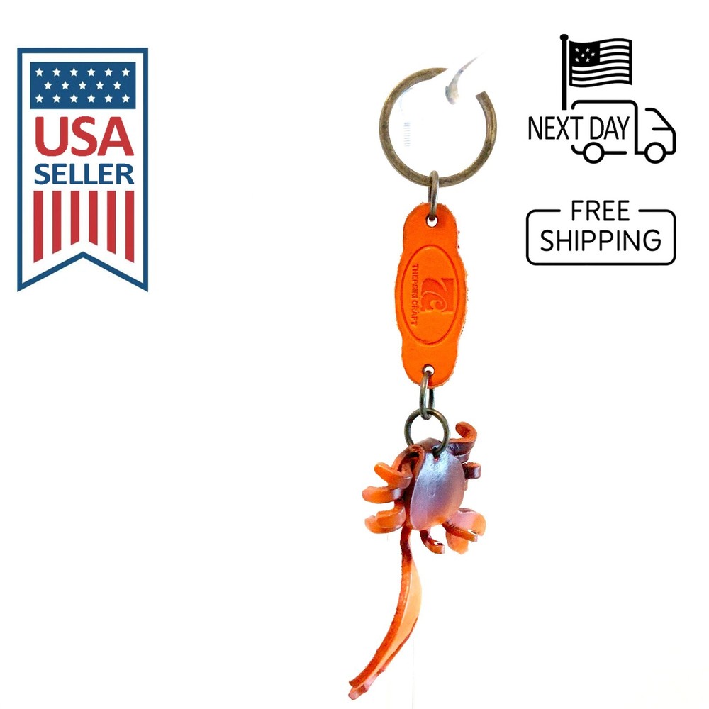 Crab Handmade Leather Keyring #1