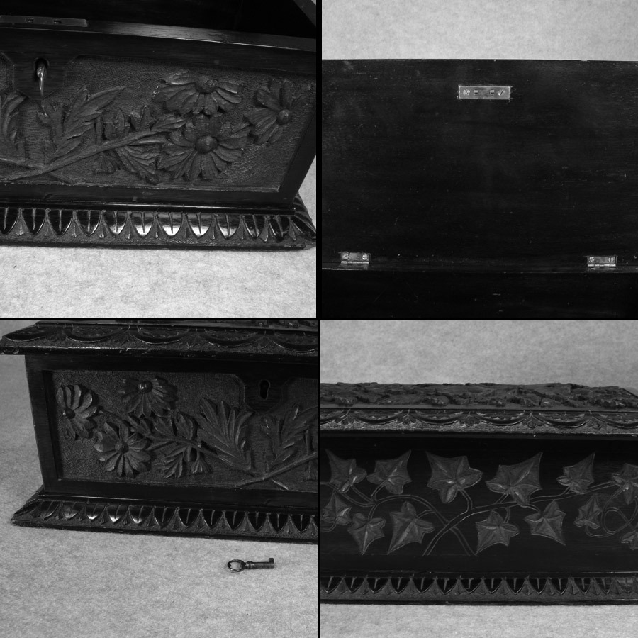 Carved Solid Black Walnut Chest - c.1880