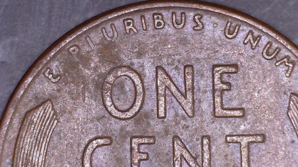 1958-D Lincoln Wheat Cent Terminal Die State Die Chips Mint Error Study Coin