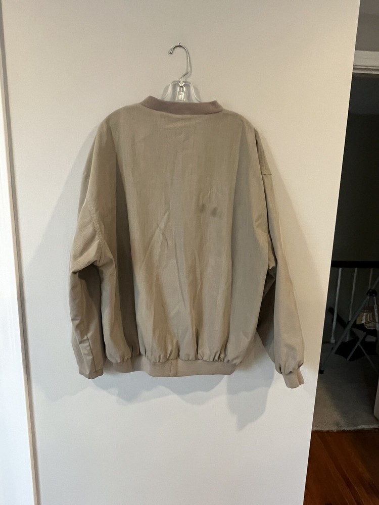 Pebble Beach Golf Jacket Large Tan Pullover Windbreaker Men
