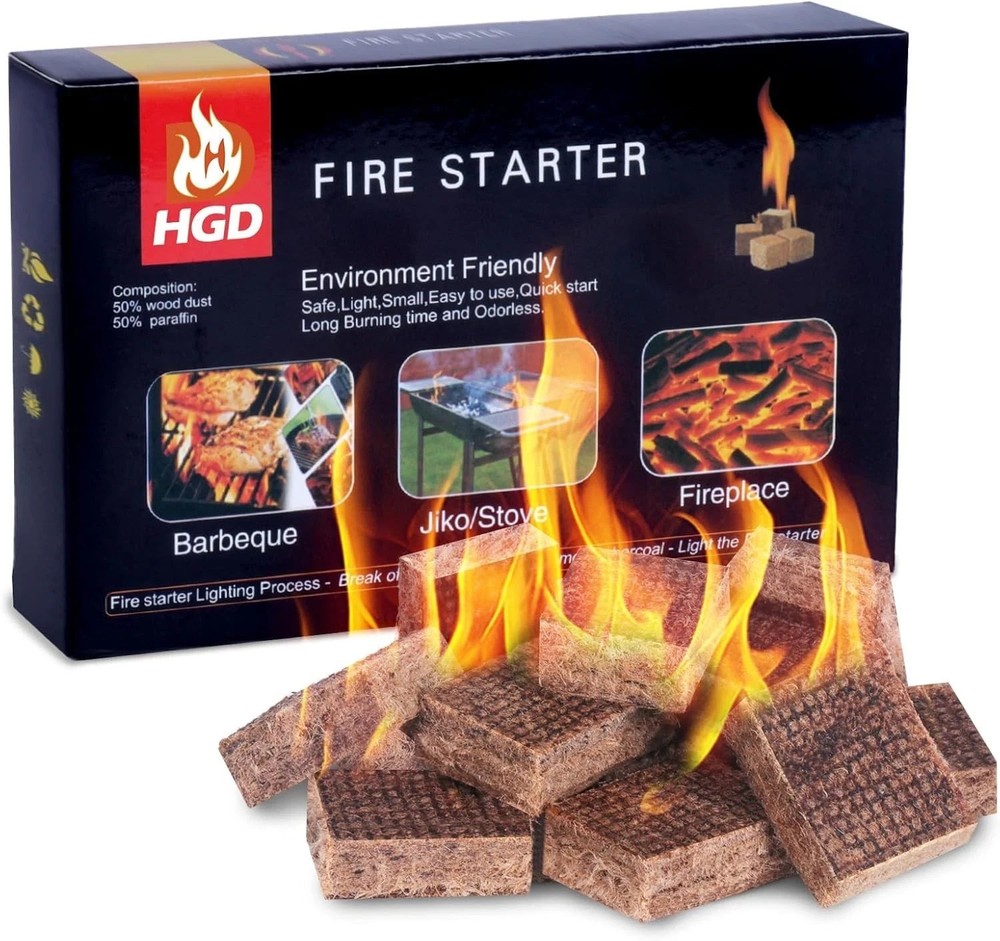 Fire Starter Squares 32, Odorless Fire Starters for Fireplace, Camping