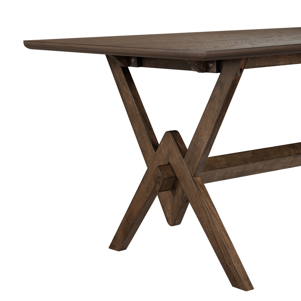 Walnut 63" Rectangular Dining Table Double V Legs Solid Rubberwood