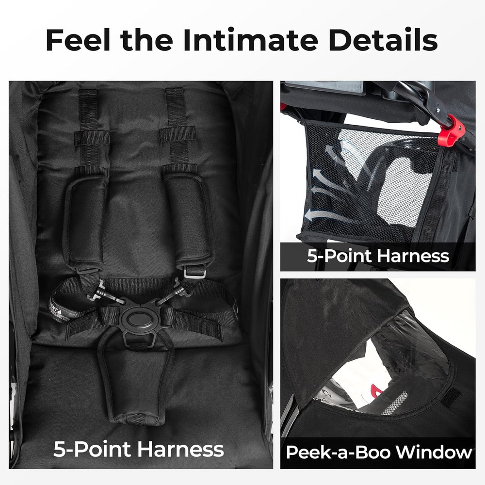 Foldable Jogging Stroller with Air-Filled Tires & Adjustable Backrest
