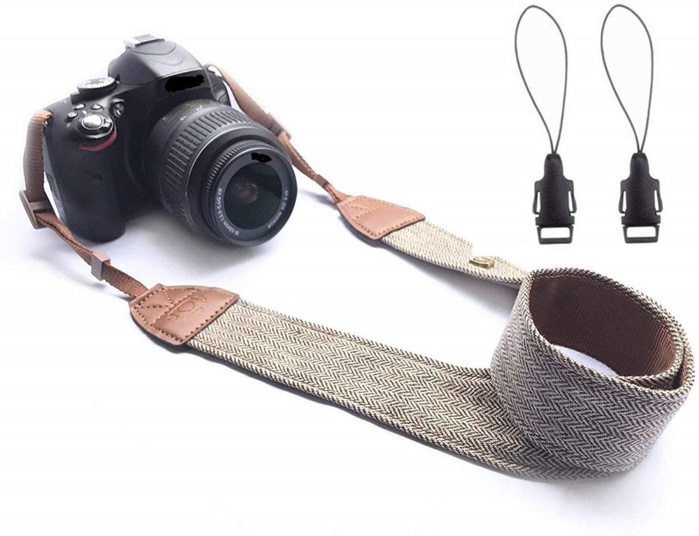 WANBY Camera Strap Brown Canvas Neck Shoulder with Quick Brown,