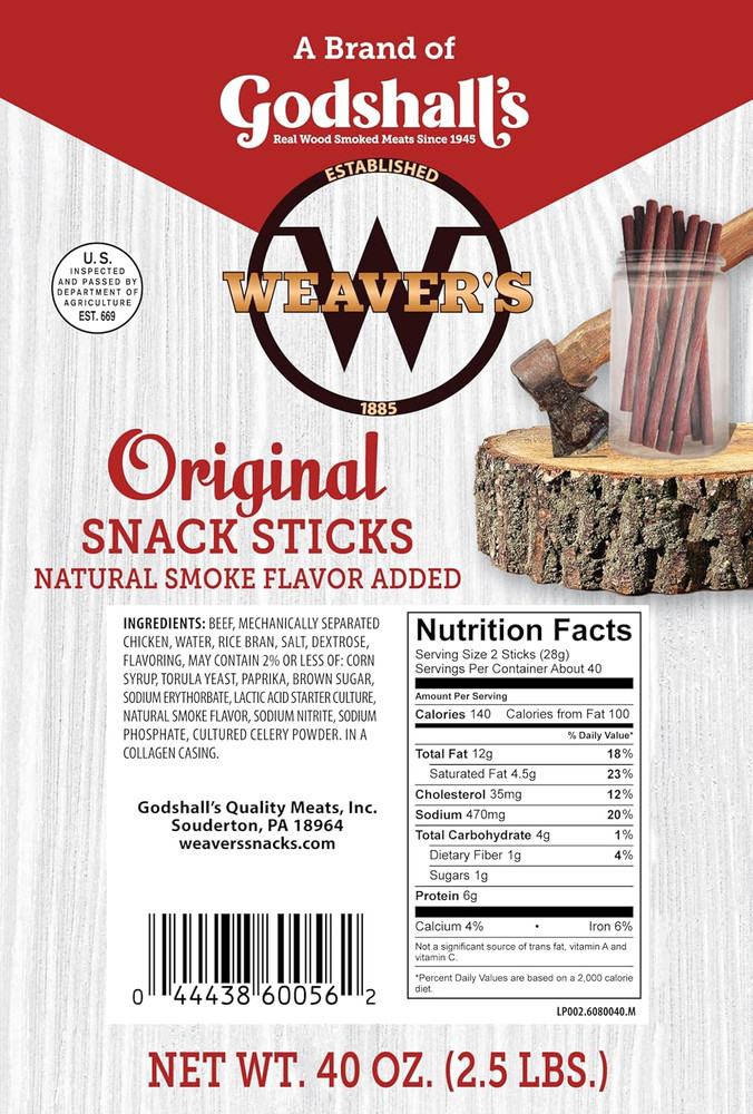 Weavers Original Mild Beef & Chicken Snack Sticks - 80 Count Pack