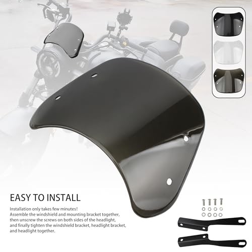 Universal 5"-7" Motorcycle Windshield Wind Deflector Windscreen Front Ash