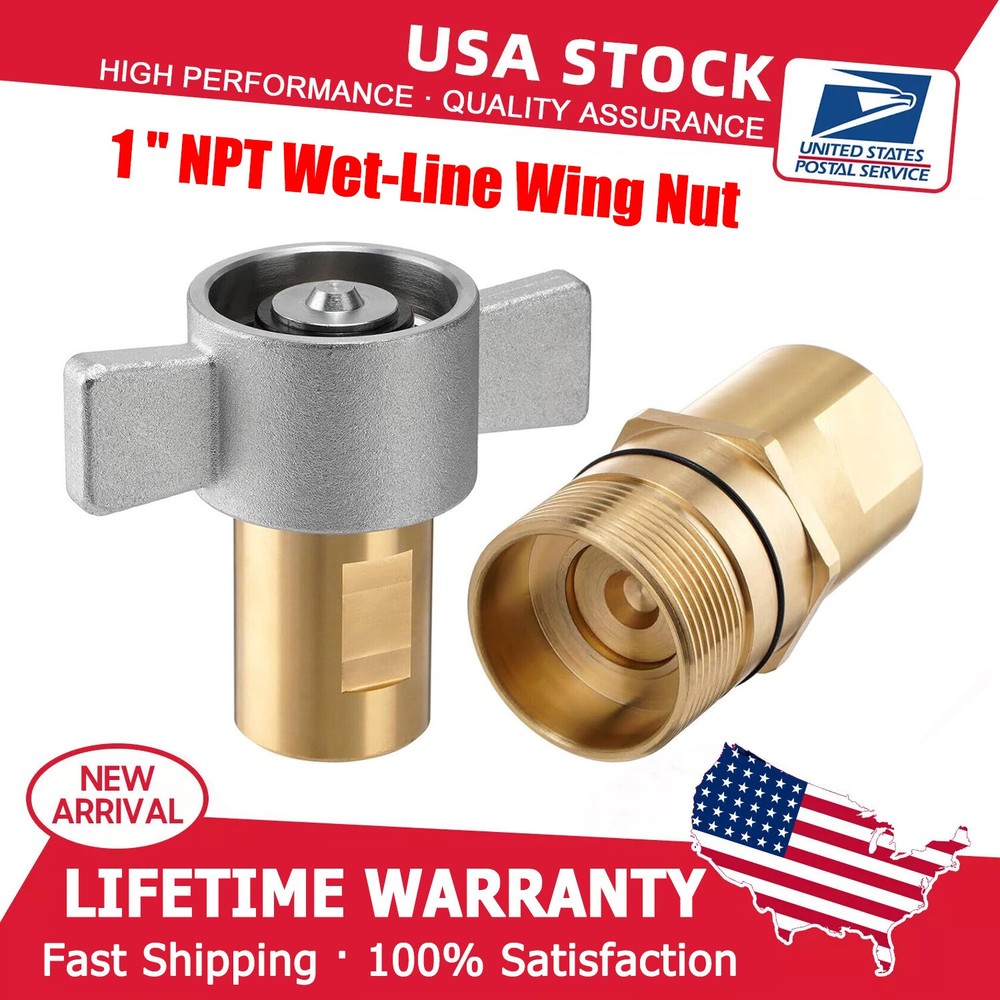 1'' Wet Line Wing Nut Hydraulic Quick Disconnect Coupler / Coupling Set - NPT