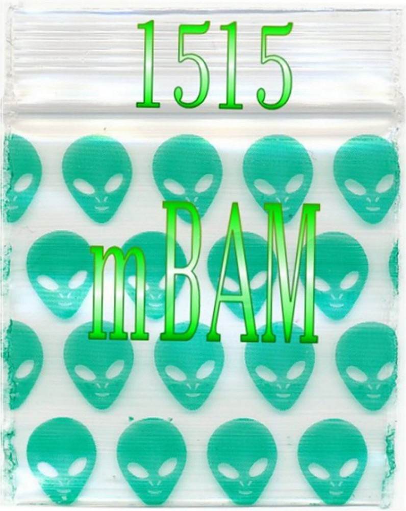 100 PACK GREEN ALIENS SOLID 2010 Apple Zip Baggies 2.0X1.0" Mini POLYBAGS