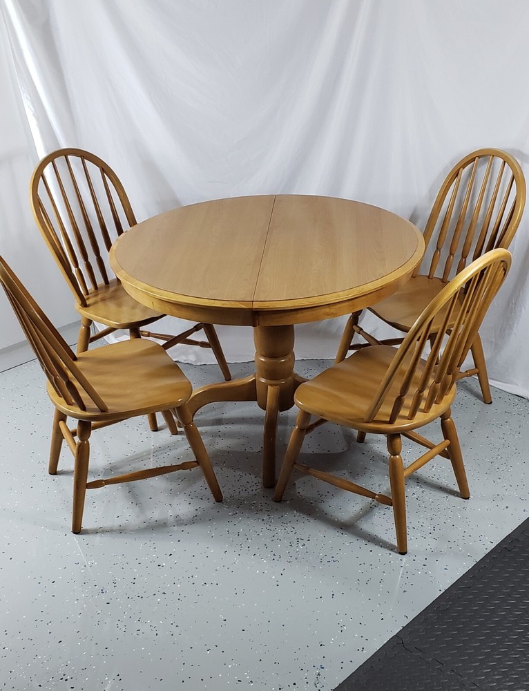 Solid Oak Dining Table Oval 4 Chairs 2 Leafs Cochrane Amer-Silhouette L-Pick-Up