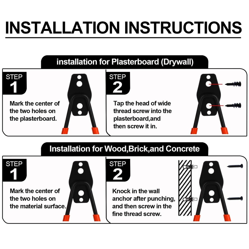 Dirza Garage Hooks 10 Pack Steel Garage Storage Utility Double Hooks, Heavy D...