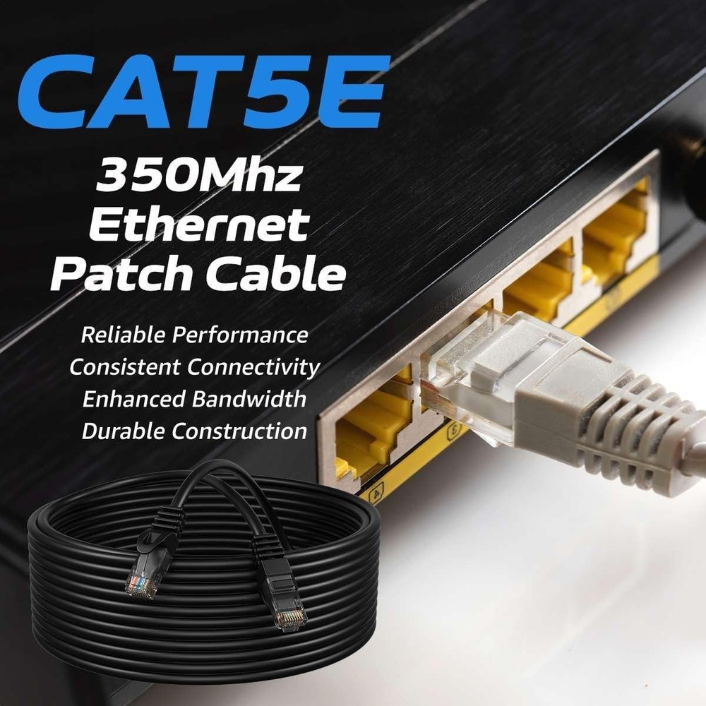 Cat5e Ethernet Patch Cord LAN Network Cable RJ45 UTP 1.5FT – 20FT Pack Lot Black