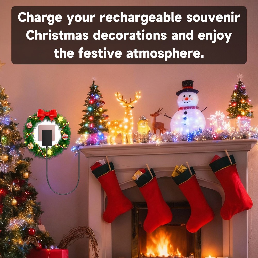 4.9FT+10FT Cable 7 Plug Power Adapter for Hallmark Magic Keepsake Ornaments