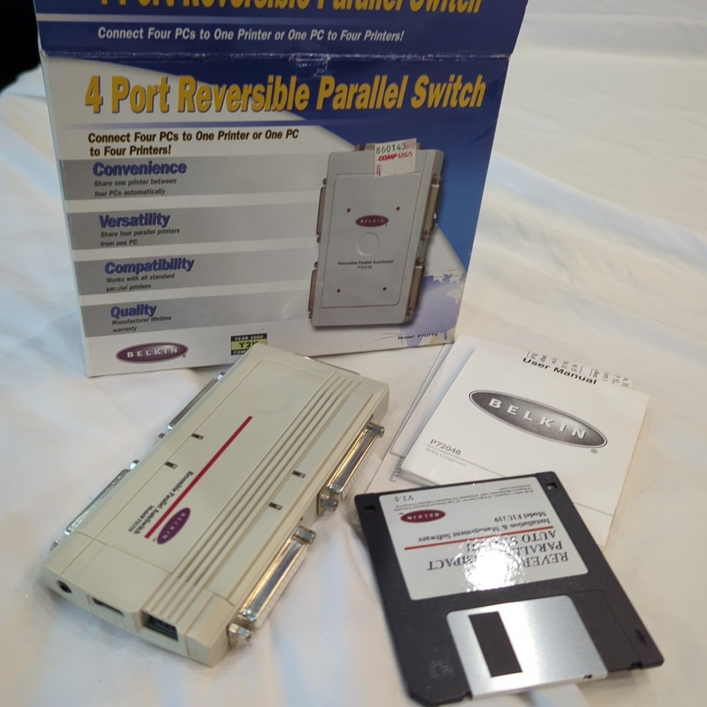 Belkin 4-Port USB PARALLEL Switch Connect 4 PC's to 1 PC or Printer