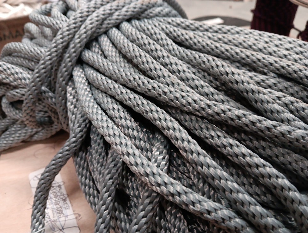 3/8” x 108ft. Solid Braid Polyester Rope. Made in USA. Light Gray