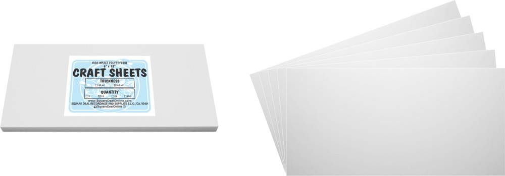 White Flex Plasticard Polystyrene Craft Sheets - 6"x12" - .060" thick - 10 Pack