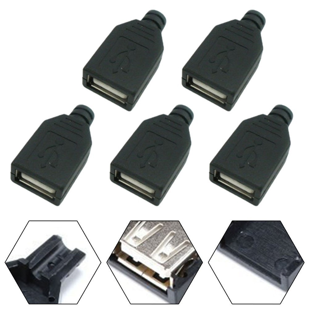 Accessories USB Female Socket Connector Shell USB 2.0 5V Mobile Female Socket