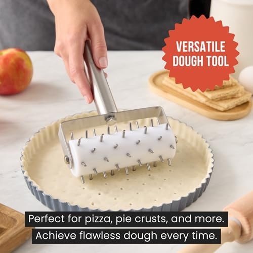 Stainless Steel Pizza Dough Docker Roller - Essential Kitchen Tool for Crackers,