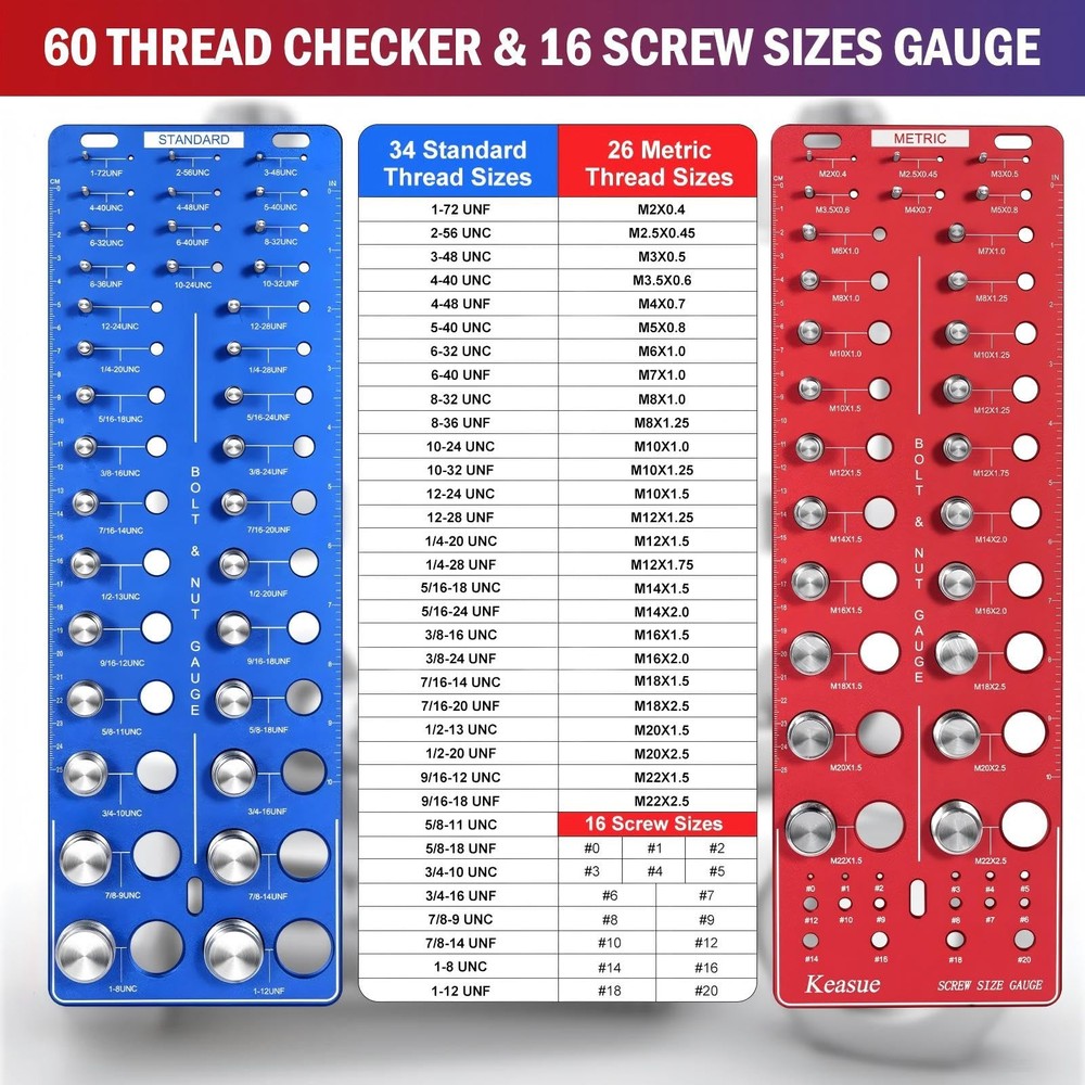 76Pcs Thread Checker, Upgrade Nut and Bolt Thread Checker 34 Standard and 26 ...