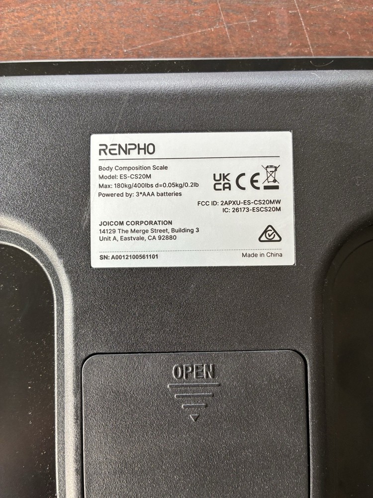 RENPHO Body Composition Scale ES-CS20M Digital Display Black Battery Powered