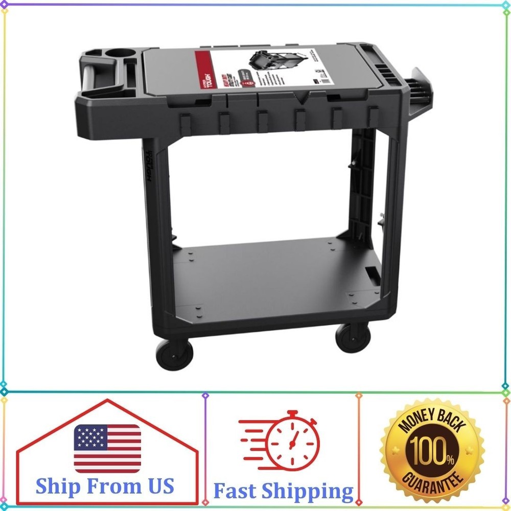 Hyper Tough Hyper Stack 3-Shelf Multi-Use 36" Commercial Utility Cart, 500 lb