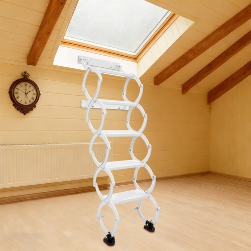 5 Steps Ladder Step Ladders Folding Stair Telescoping Wall Mounted Retractable