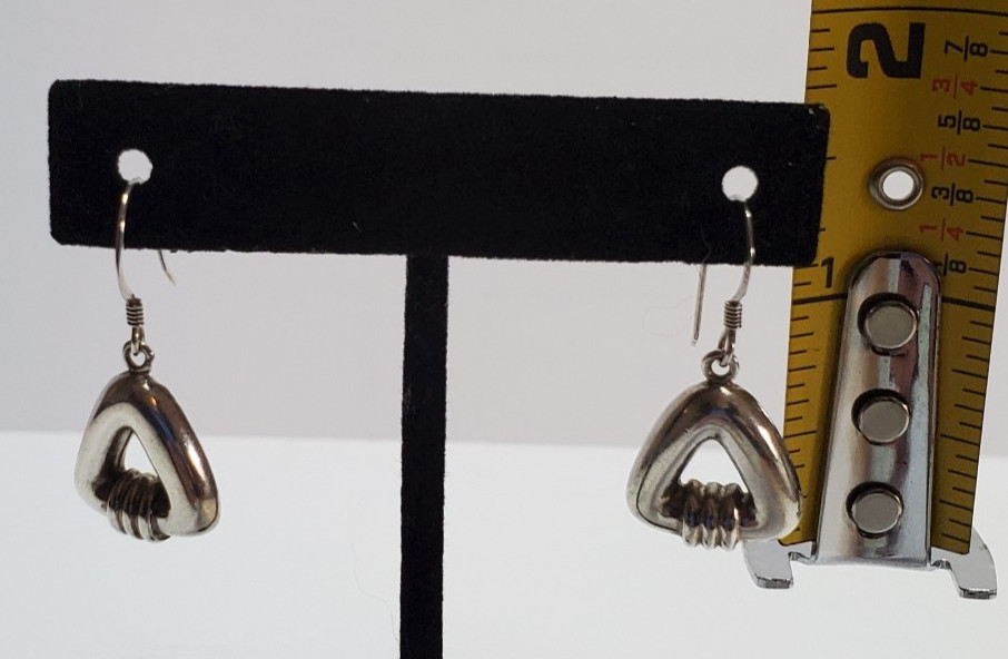 Vtg Mark Wasserman Samara MWS Sterling Silver Triangular Drop Earrings Signed