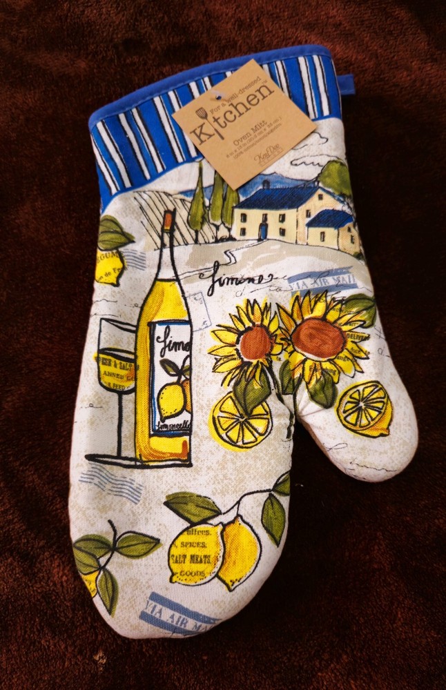 Sunflower Wine Oven Mitt Kay Dee Tuscan Sun Pattern NWT